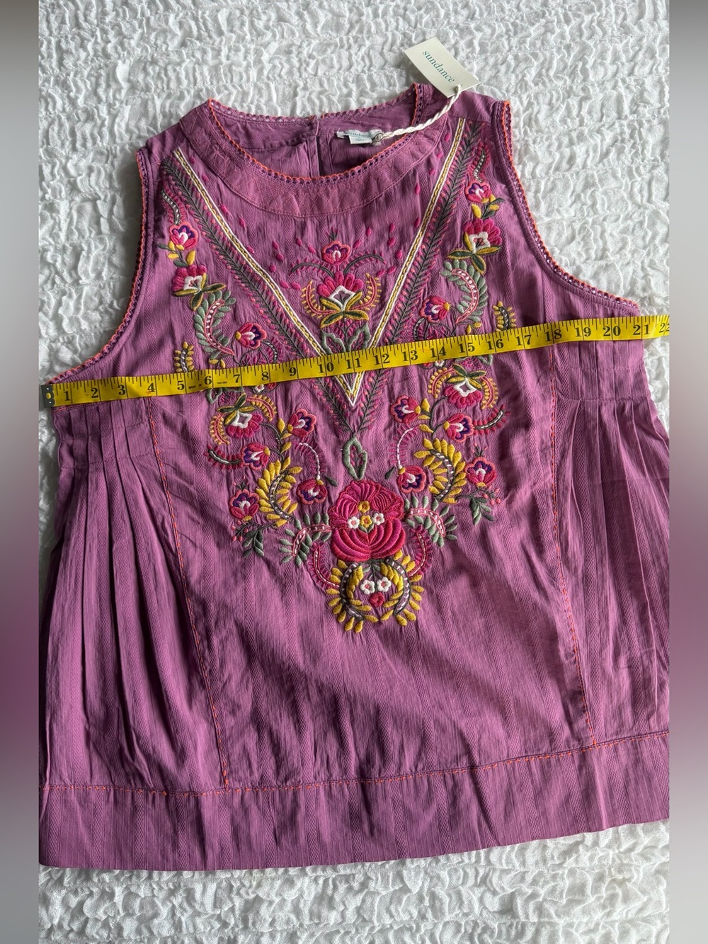 Sundance Embroidered Sleeveless Top Boho Floral Pink NWT Large - Picture 5 of 8
